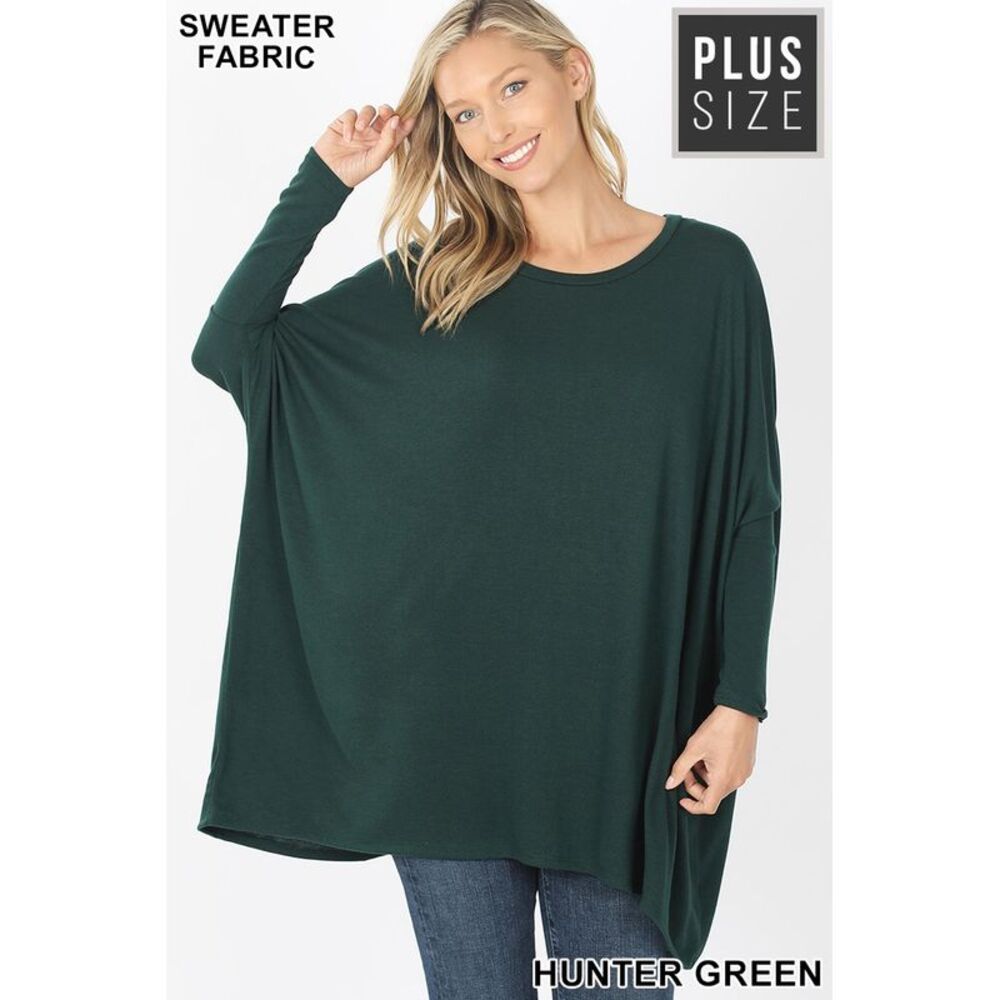 World of Leggings Oversized Round Neck Poncho Plus Size Sweater